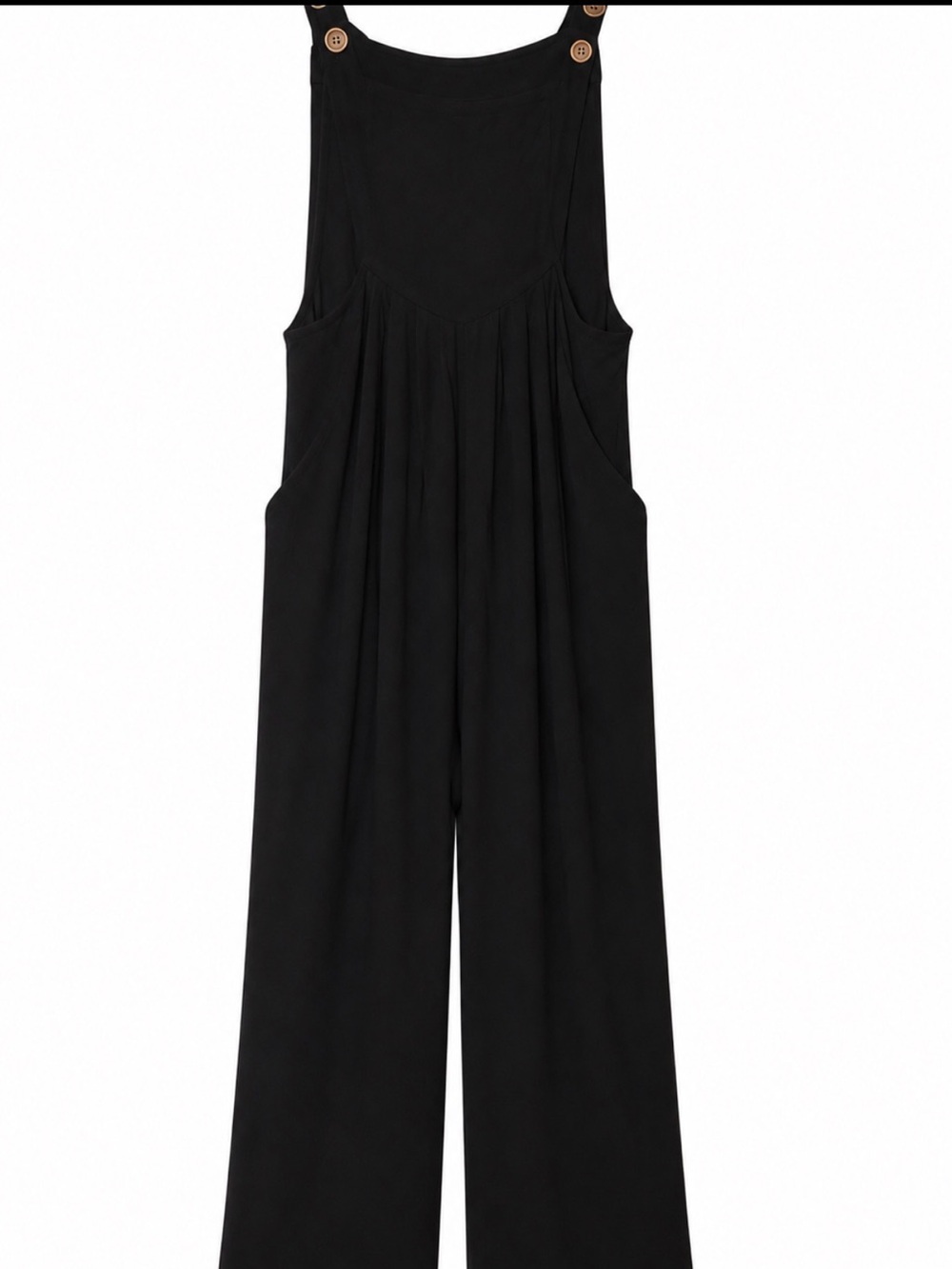 NWT Maacie Black Linen Blend Wide Leg Jumpsuit Overalls, Medium Boho Pockets 🌙🖤 - Picture 5 of 10